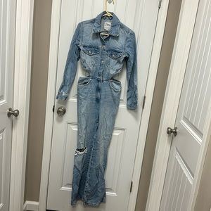 ZARA DENIM JUMPSUIT CUT OUT SIDES 😍 SIZE XS